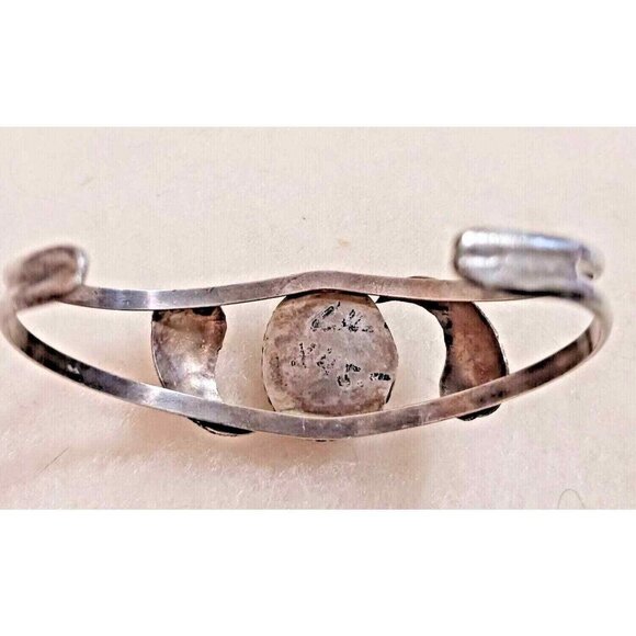 Navajo Native American Turquoise Cuff Sterling leaves 1132 - Picture 3 of 6